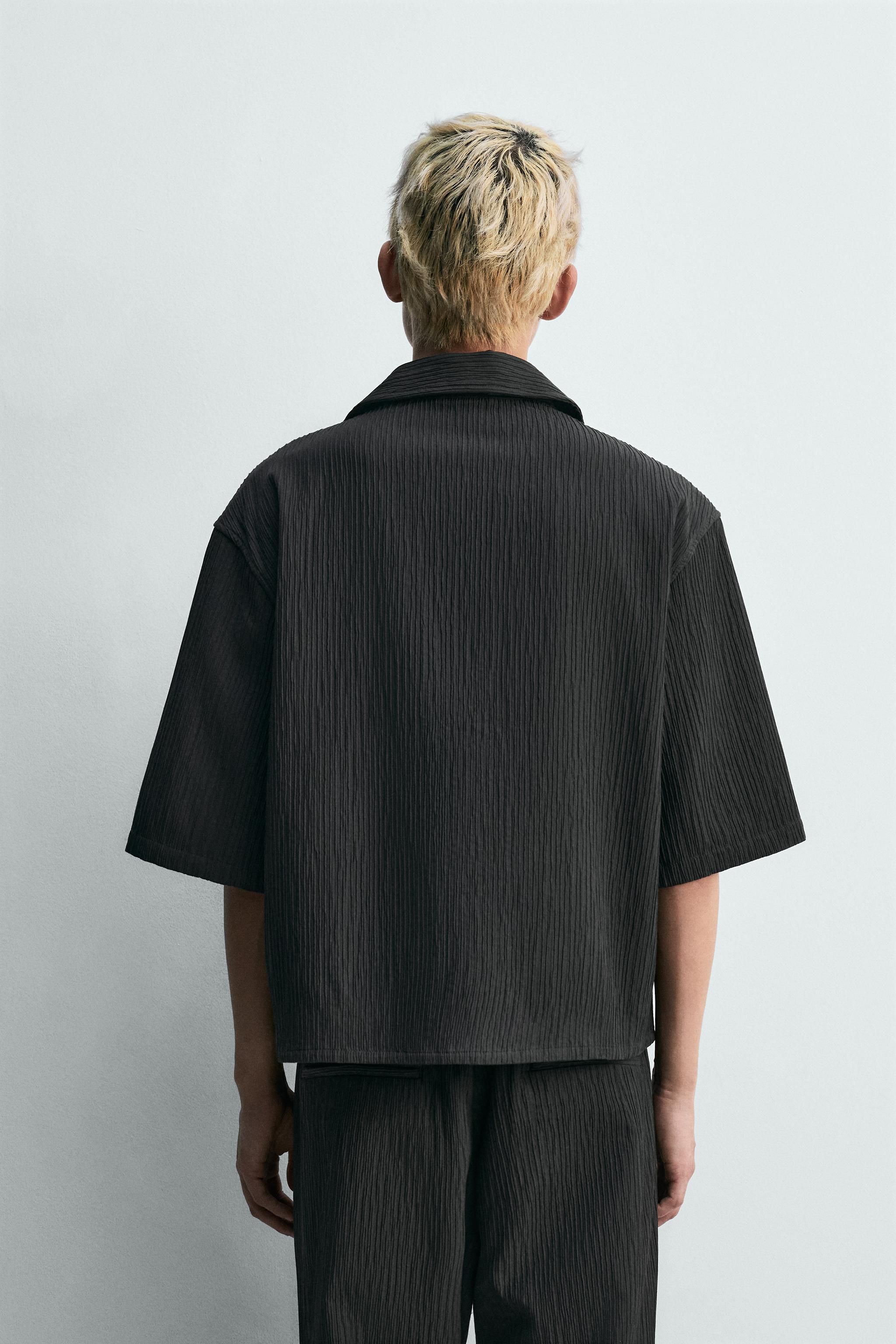 IRREGULAR TEXTURE RELAXED FIT SHIRT - Dark grey | ZARA Singapore