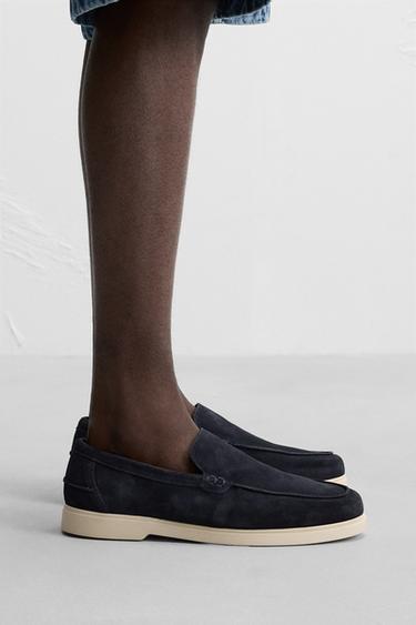 Zara CASUAL LEATHER LOAFERS - Blue - Image 0
