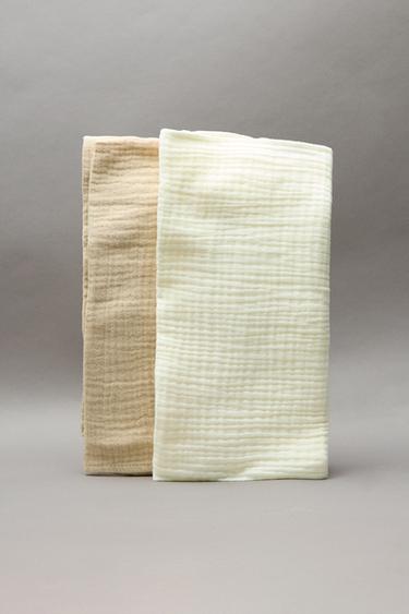 Zara TWO-PACK OF BASIC MUSLIN SWADDLES - Light beige