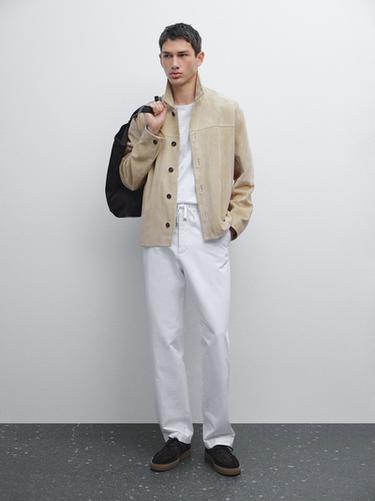 Zara Cotton blend jogger fit trousers - White - Image 0