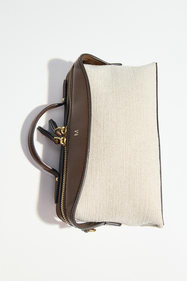 CANVAS OBLONG CITY BAG - Ecru by Zara