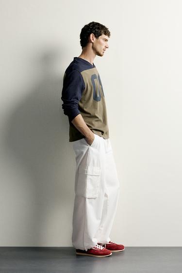 T-SHIRT COLOR BLOCK NUMÉROTÉ - Beige / Bleu marine de Zara - Image 3