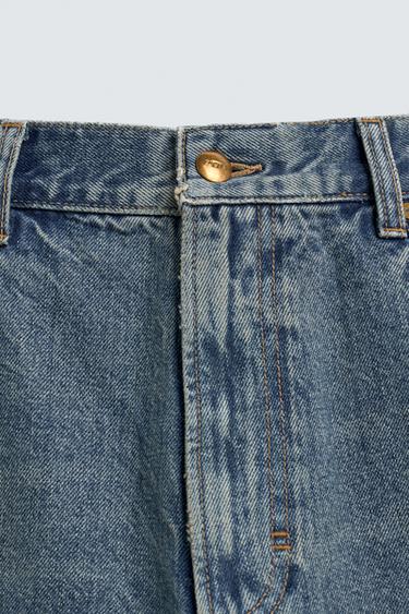 SHORT EN JEAN BAGGY FIT CLOUS MÉTALLIQUES - Bleu de Zara - Image 7