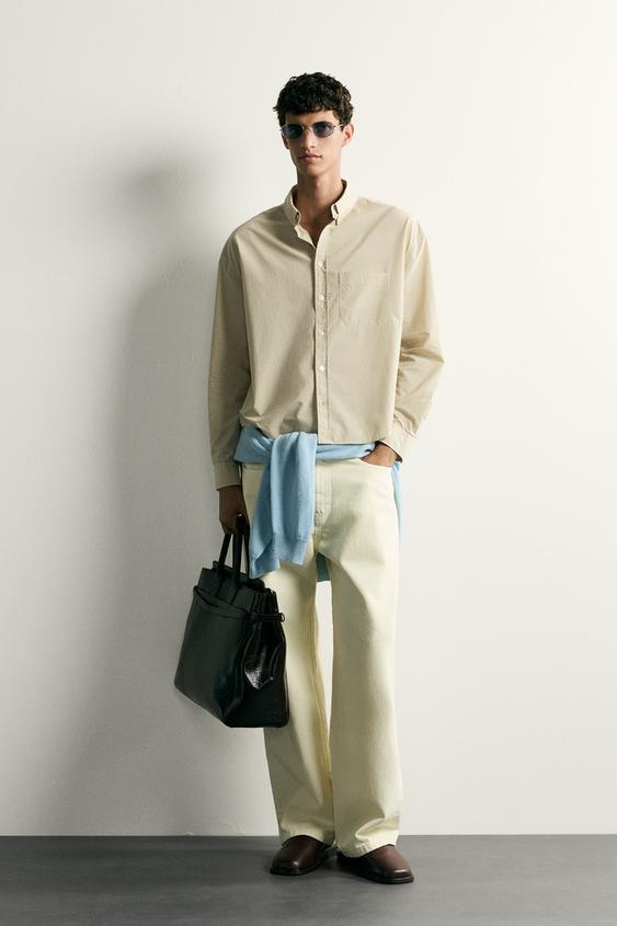 CAMISA RELAXED FIT CUADROS - Dorado de Zara - Imagen 0