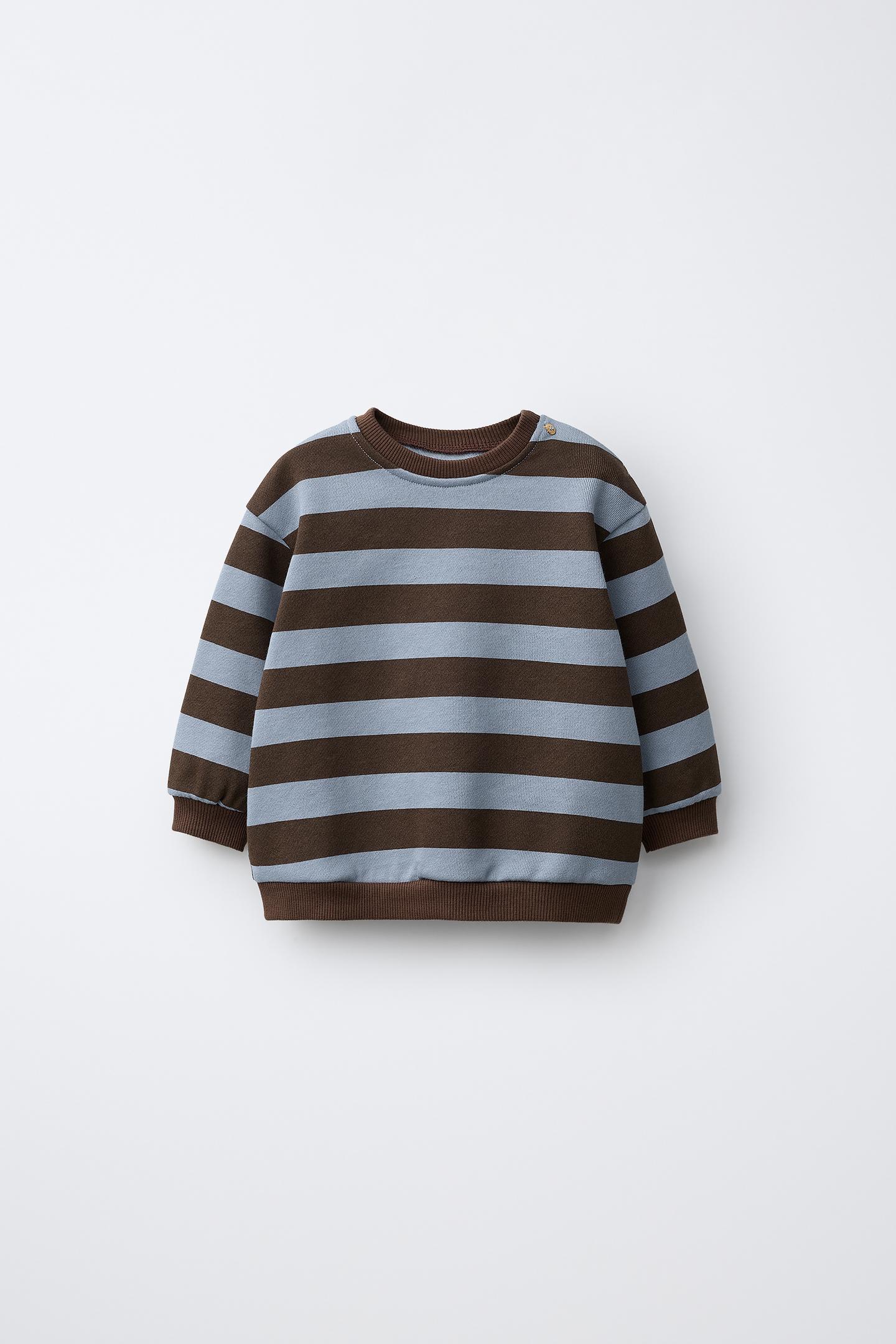 Детский свитшот Zara Striped, цвет: Светлый синий — фото 2