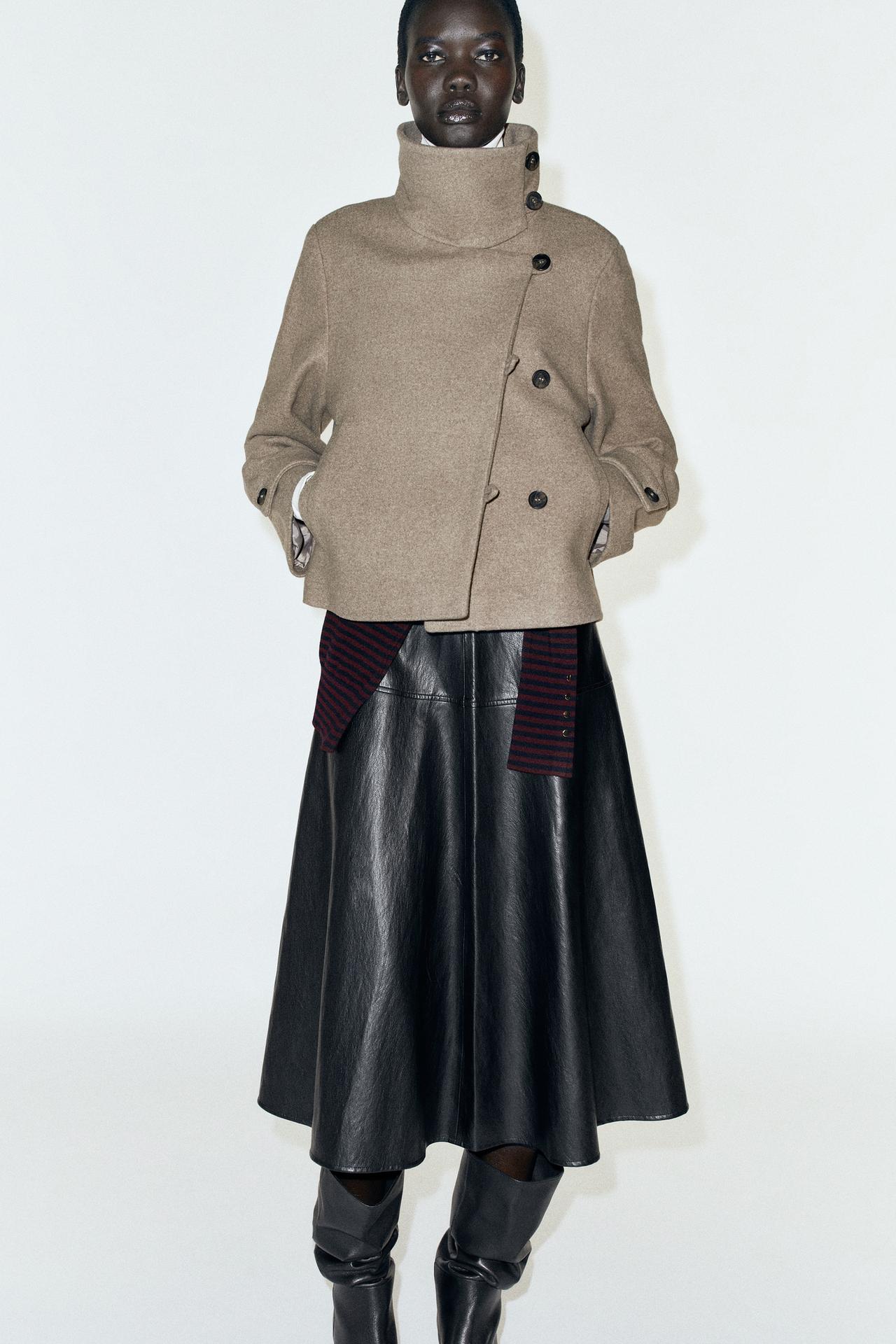 SOFT DOUBLE-BREASTED JACKET — taupe brown