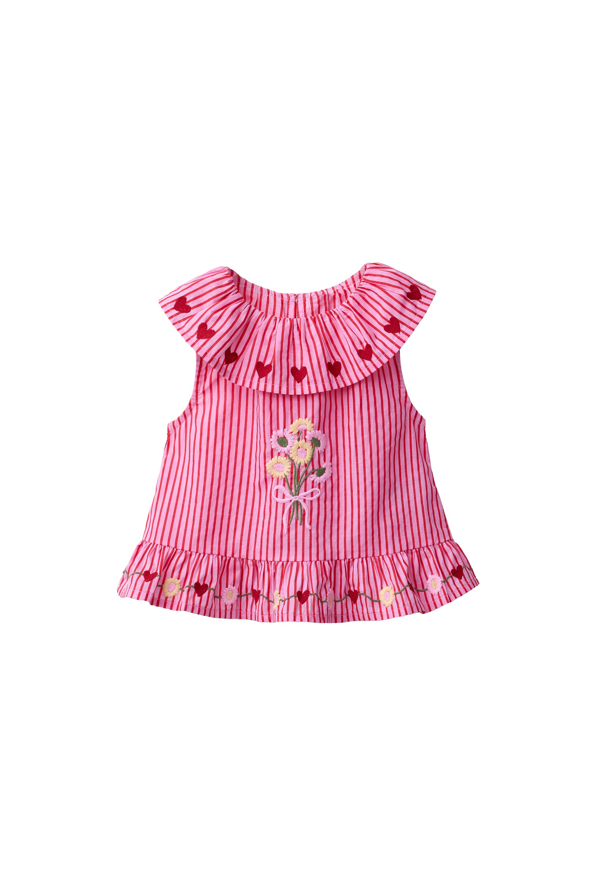 SISSEL EDELBO X ZARA KIDS ストライプ柄刺繍入りトップス - フクシア