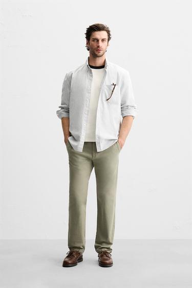 SLIM FIT CHINO TROUSERS - Light khaki by Zara