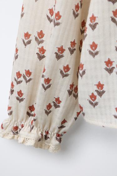 CHEMISE À FLEURS EN DENTELLE - Écru de Zara - Image 3