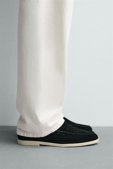 Zara 休閒真皮樂福鞋 - 黑色 - 圖片 0