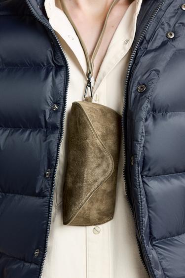 LEATHER GLASSES CASE - Khaki Green by Zara - Image 0