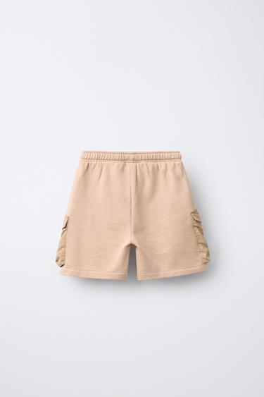 EMBROIDERED CARGO BERMUDA SHORTS - Beige by Zara - Image 1