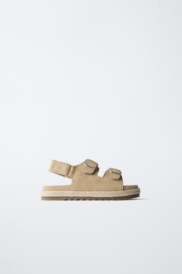 Zara JUTE LEATHER SANDALS - Sandy Brown - Image 0
