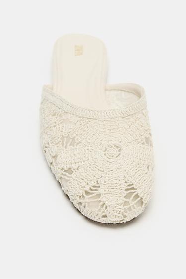 MULES BRODÉES OUVERTES À L'ARRIÈRE - Écru de Zara - Image 4
