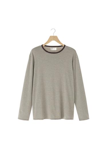 JACQUARD STRIPED T-SHIRT - Ecru / Green by Zara