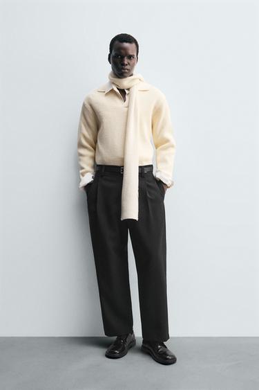 POLO EN MAILLE PERLÉE - Écru de Zara