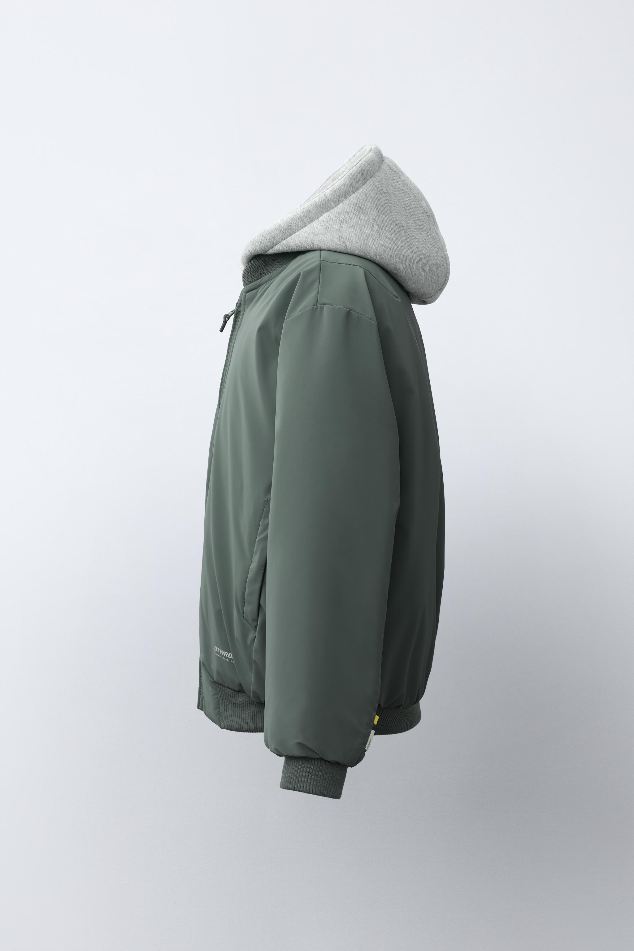 BLOUSON BOMBER GOMMÉ À CAPUCHE AMOVIBLE