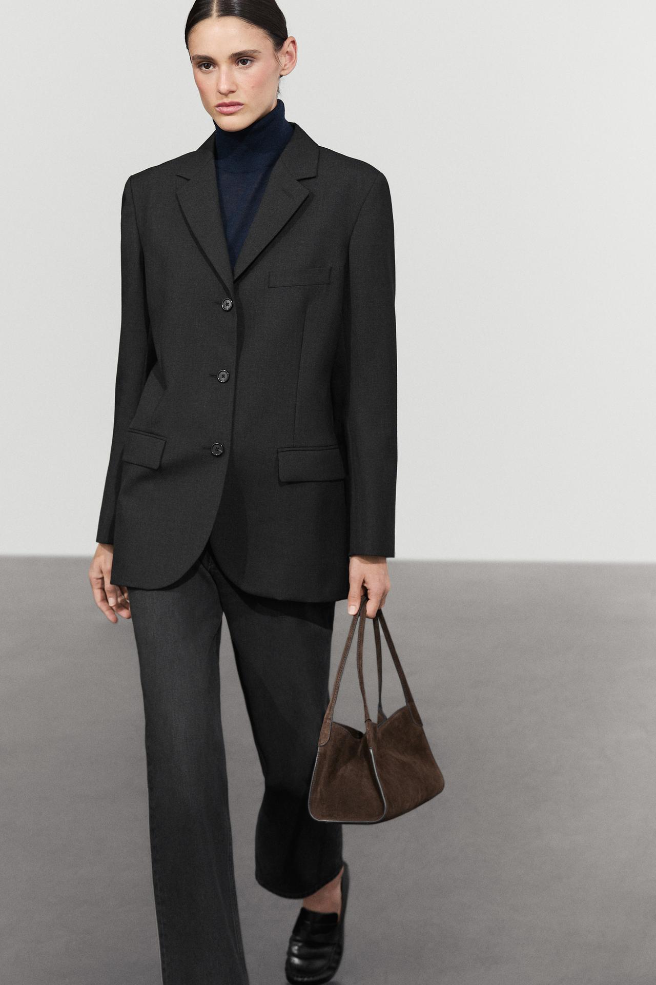 Three-button wool blazer — Cobalt