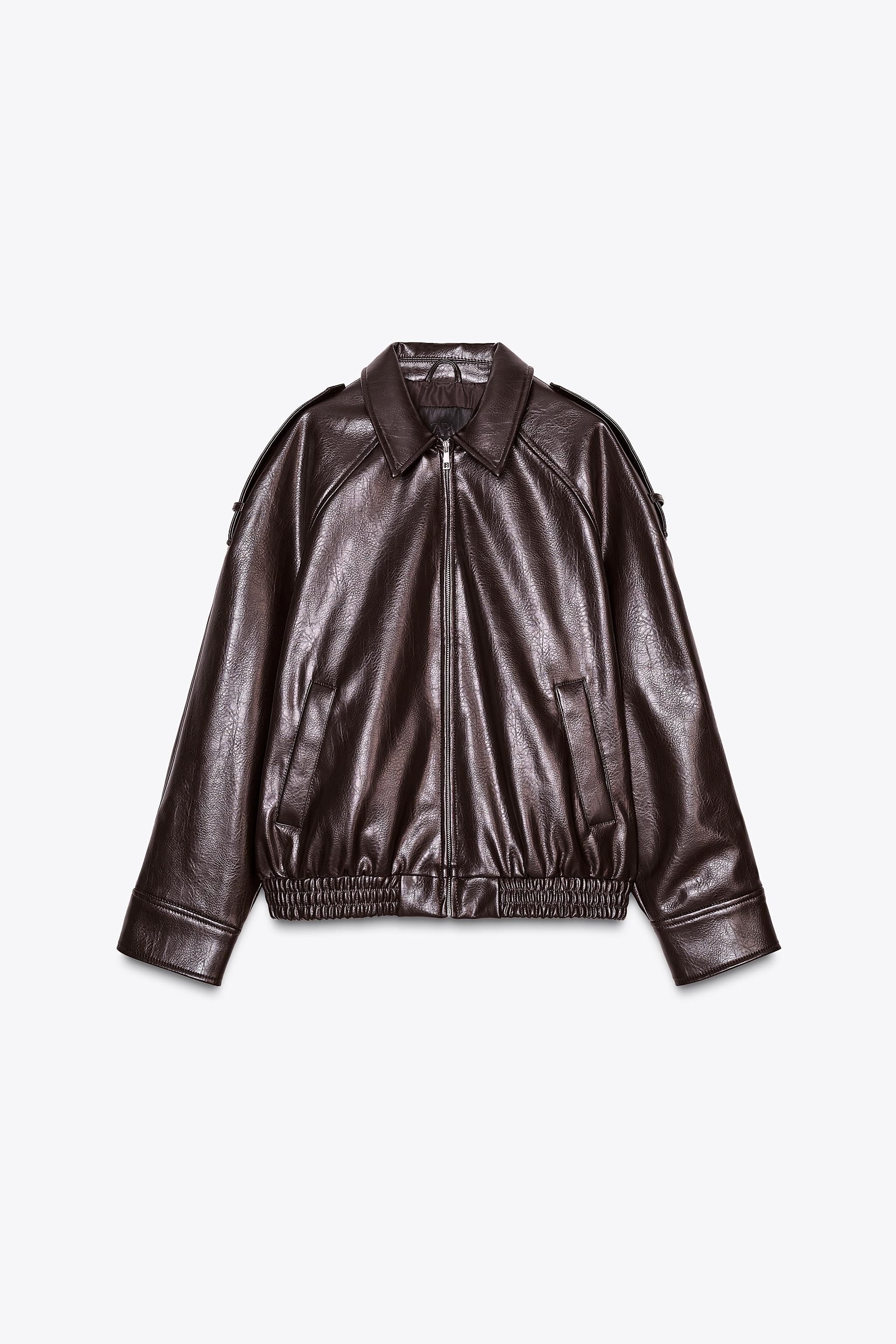 Chaqueta De Cuero Mujer Chaqueta Bomber De Piel Sintética ZARA