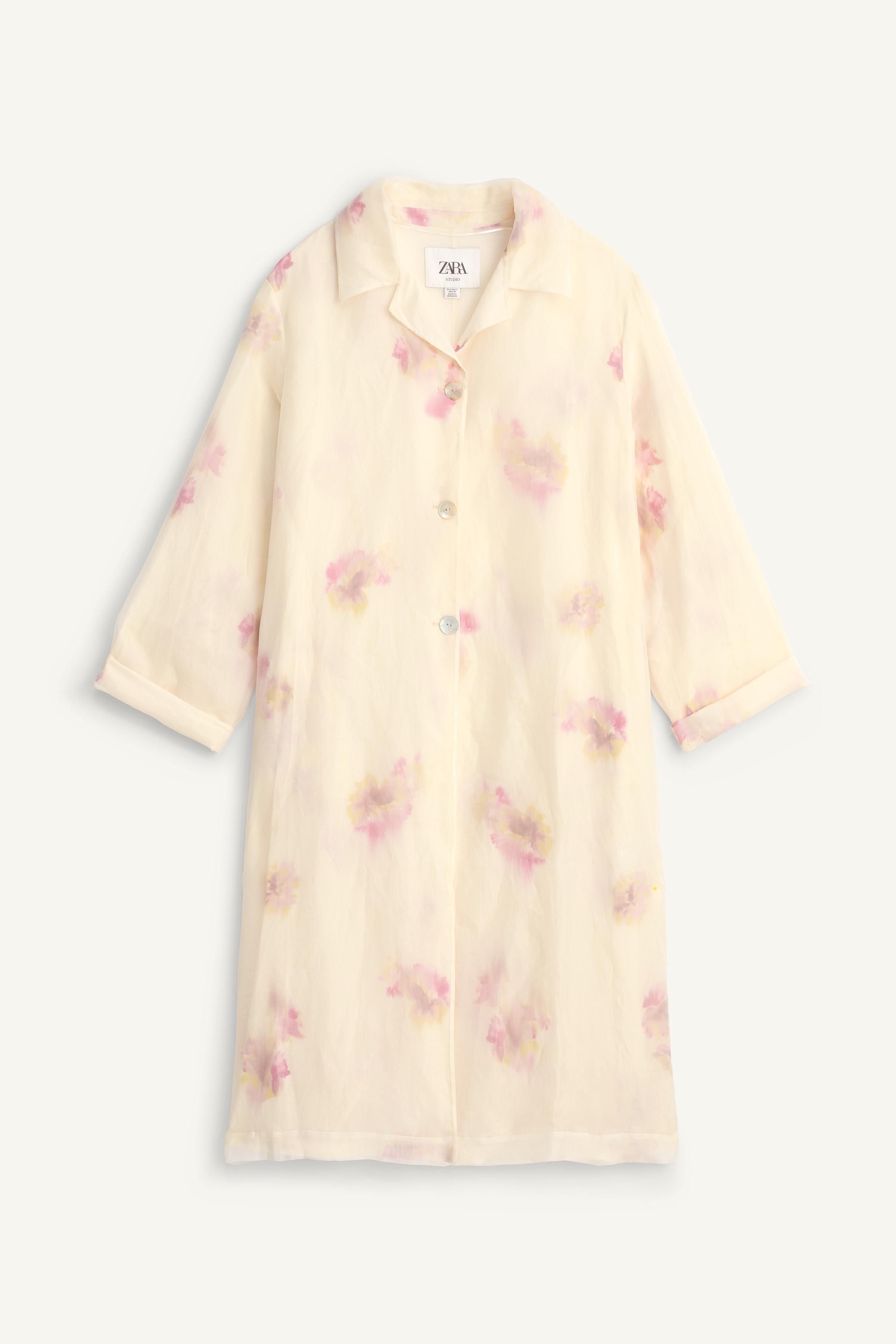 LIMITED EDITION プリントシルクフロックコート - オフホワイト | ZARA