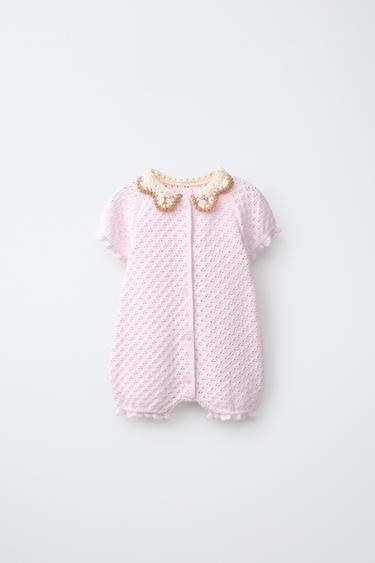 CROCHET COLLAR PLAYSUIT - Light pink by Zara
