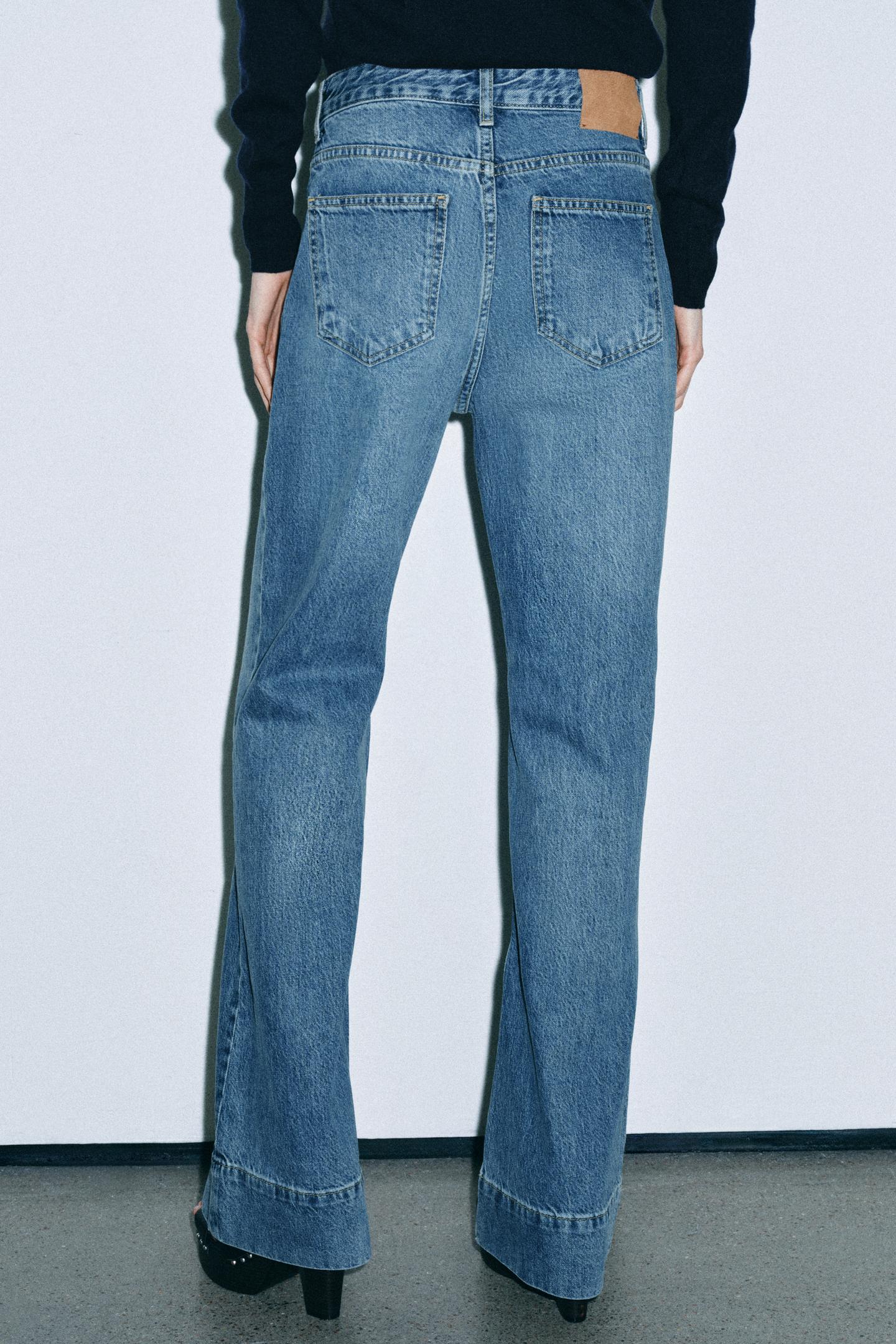 Женские джинсы Zara ZW Collection High-Rise Flare Pocket, цвет: Синий — фото 7