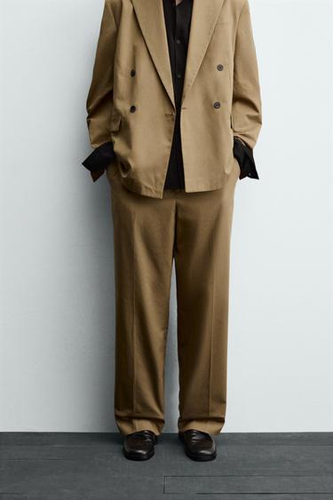 LIMITED EDITION PLEATED SUIT TROUSERS - camel by Zara