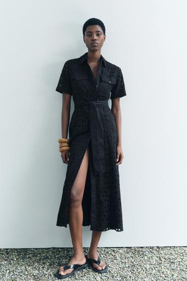 ПЛАТЬЕ-РУБАШКА С ВЫШИВКОЙ — ZW COLLECTION — ЧЕРНЫЙ от Zara — изображение 0