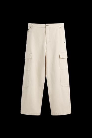 PANTALÓN CARGO WIDE FIT - Beige claro de Zara - Imagen 0