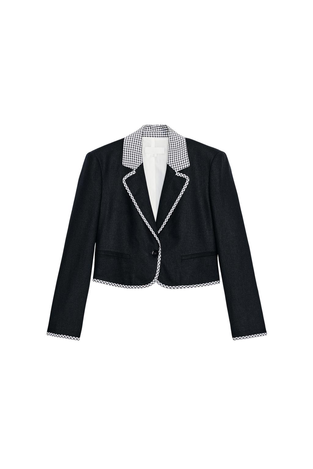 GINGHAM CHECK SHORT BLAZER - image 3