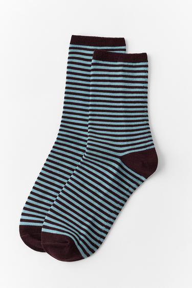 STRIPED JACQUARD SOCKS — Blue 1