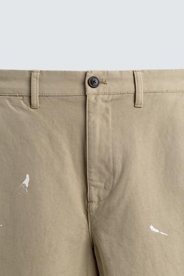 PANTALON CHINO STRAIGHT FIT EFFET ÉCLABOUSSURES - Beige de Zara - Image 8