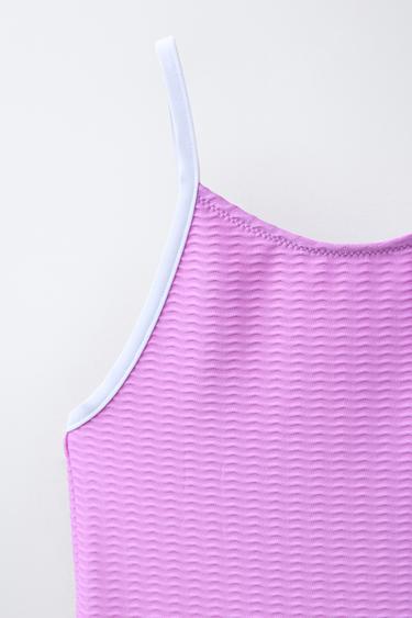 6-14 YEARS/ TEXTURED SWIMSUIT WITH CONTRAST PIPING - Mauve by Zara - Image 2