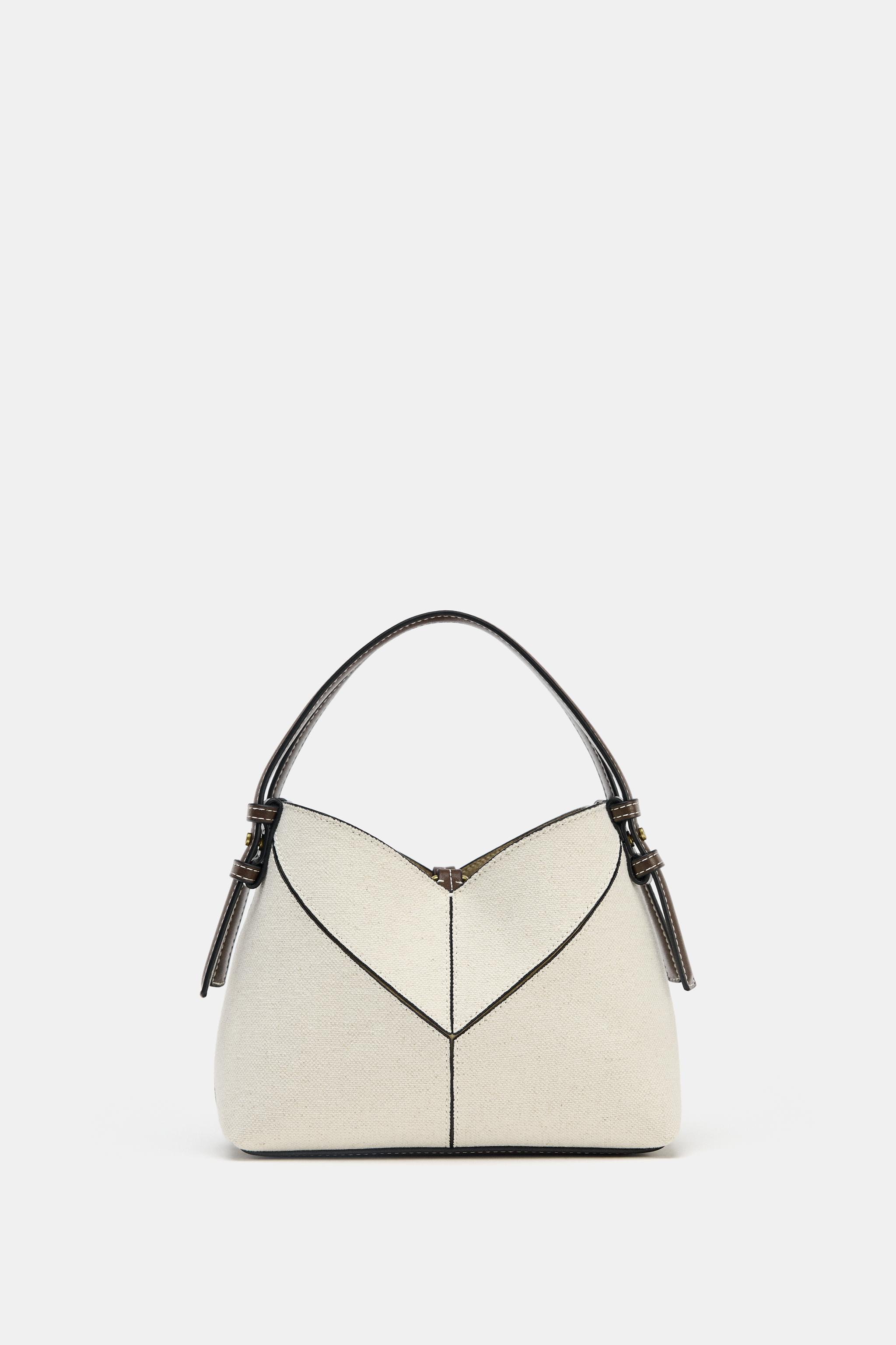 CONTRAST CANVAS MINI SHOPPER - Ecru | ZARA United States