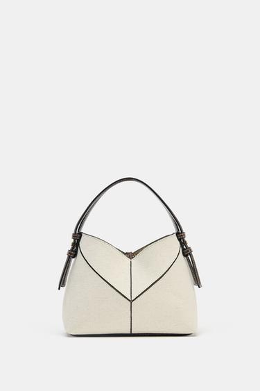 MINI SAC SHOPPER CANVAS CONTRASTE - Écru de Zara