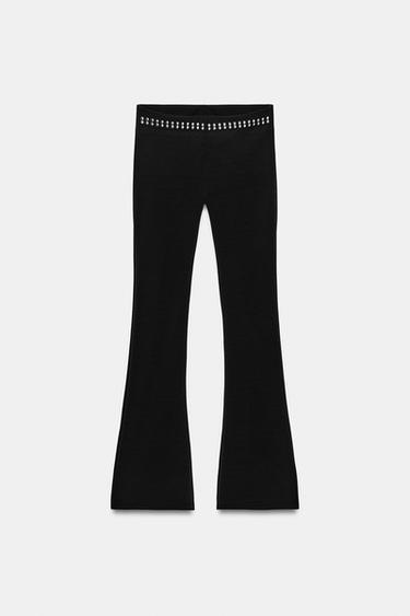 FLARE STRETCH TROUSERS WITH STUDS - Black by Zara