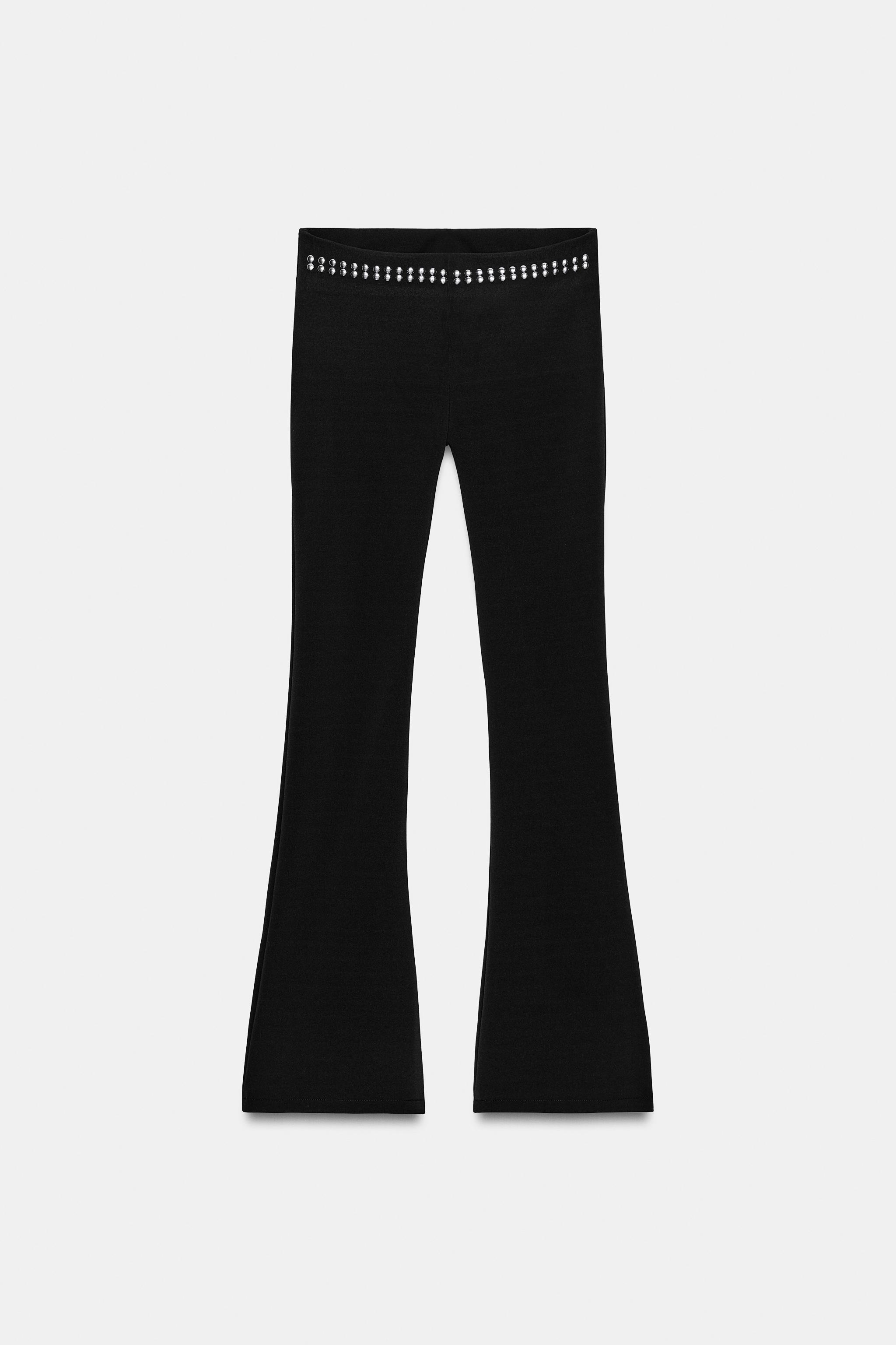 STUDDED STRETCH FLARE PANTS