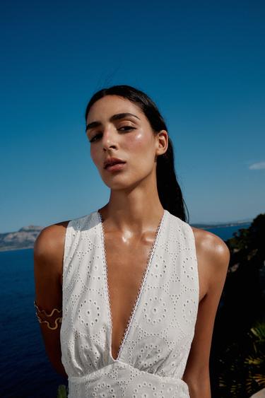 EMBROIDERED MIDI DRESS - White by Zara - Image 3