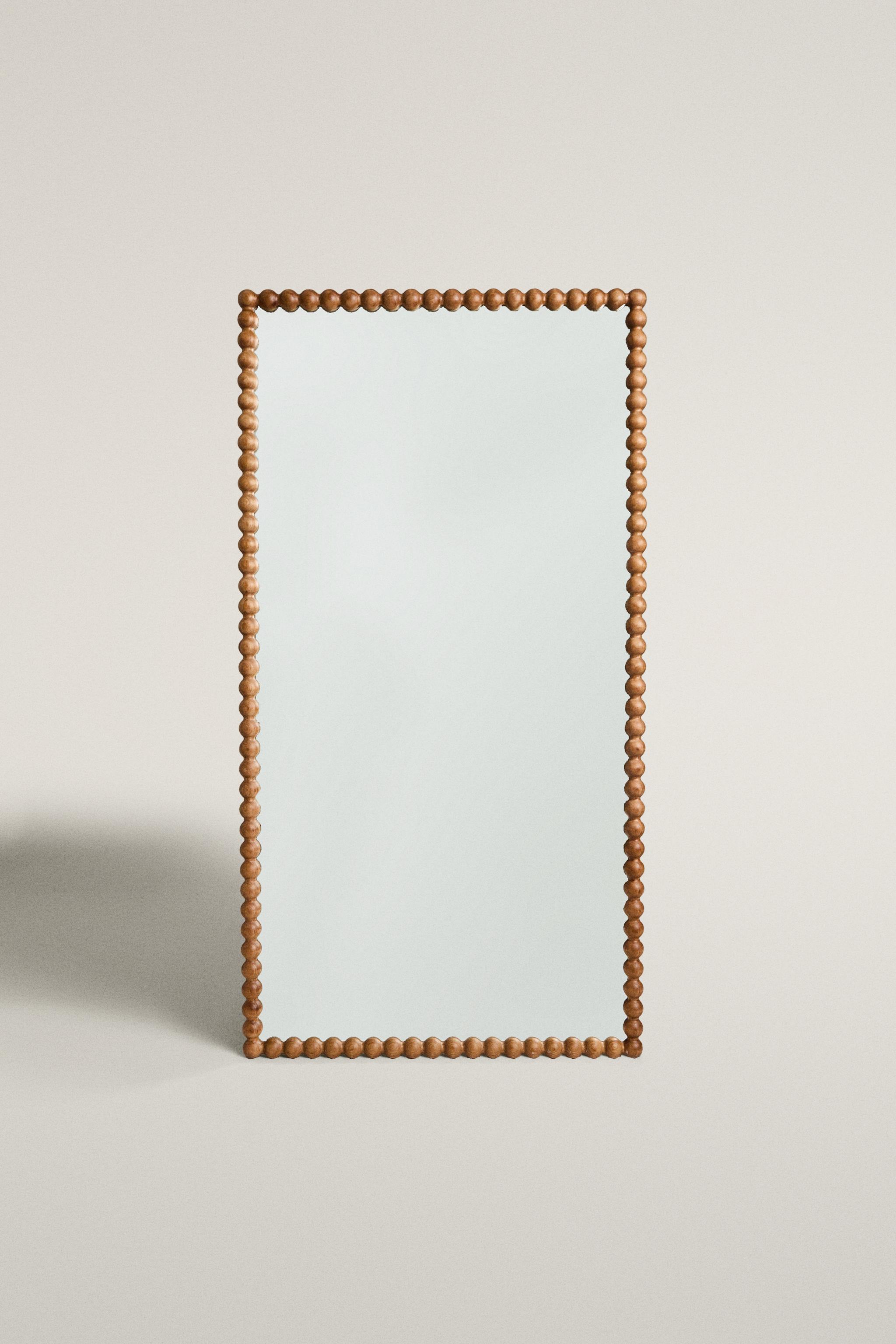 LARGE RECTANGULAR WOOD FRAMED HANGING FULL LENGTH MIRROR