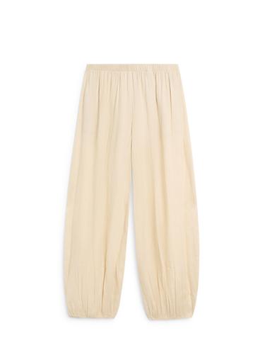 Zara Flowing ramie sarouel trousers - Beige