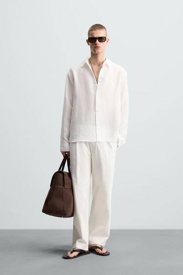 CAMISA REGULAR FIT ESTRUCTURA - Blanco de Zara - Imagen 0