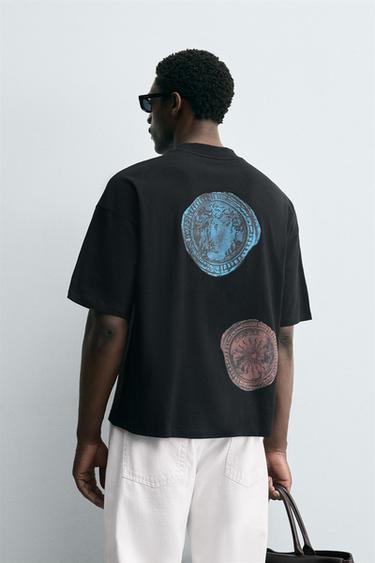 CAMISETA ESTAMPADO MONEDAS - Negro de Zara