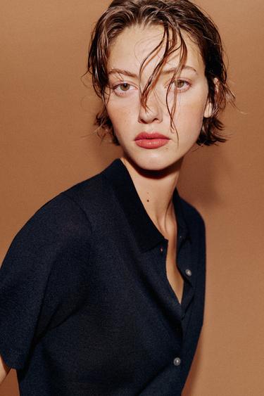 SHORT SLEEVE CARDIGAN - Navy blue by Zara - Image 4