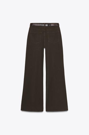 JEAN Z1975 WIDE LEG TAILLE HAUTE CEINTURE - Marron de Zara - Image 7