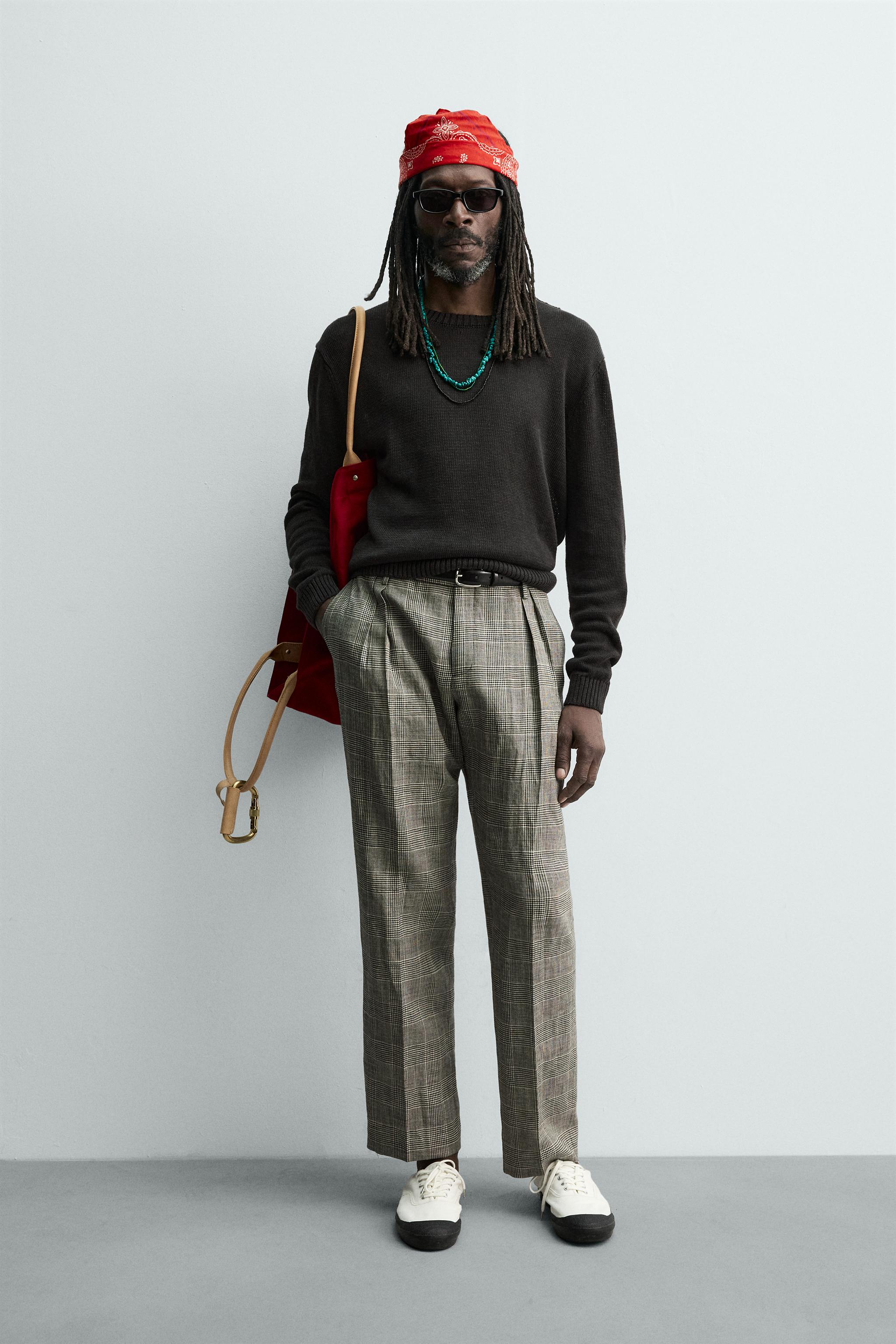 REGULAR FIT 100% LINEN JUMPER AARON LEVINE X ZARA - Chocolate