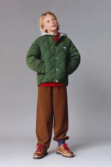 EMBROIDERED PUFFER JACKET WITH REMOVABLE HOOD - Ecru / Green by Zara