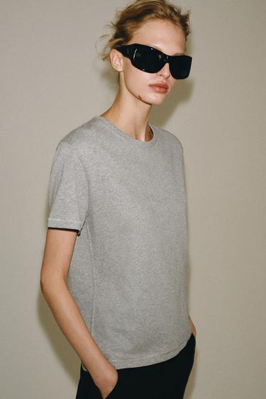 Zara Crew Neck T-Shirt - Gray marl