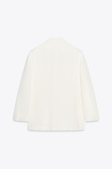 ZW COLLECTION DOUBLE-BREASTED LINEN BLEND BLAZER - Ecru by Zara - Image 6