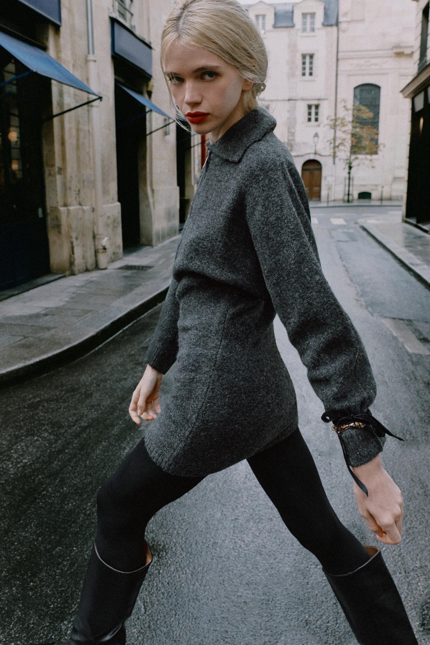 Женское платье Zara Knit Mini, цвет: Тёмный серый — фото 3