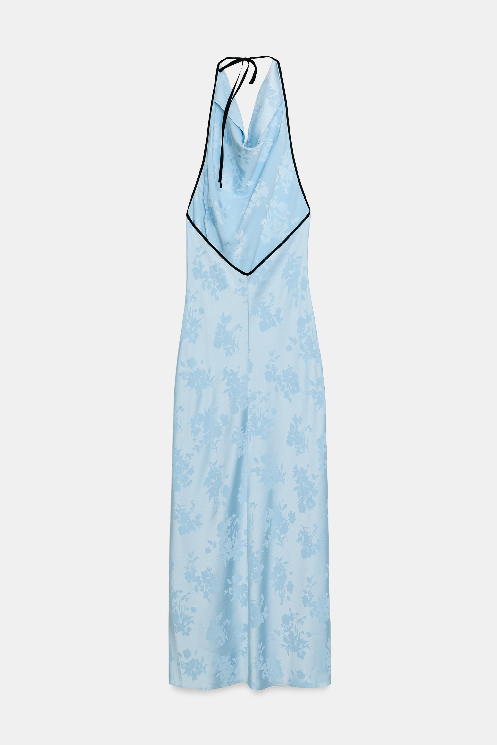 zara blue floral dress and White Ruffle Sleeve Mini Matching bow belt included This blue floral dress from